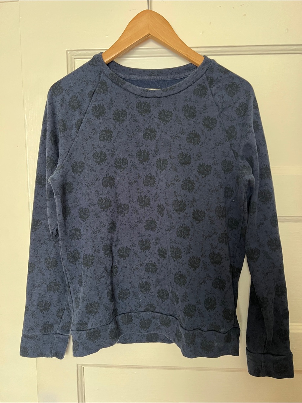 Frank & Oak Navy Blue Crewneck Sweatshirt with Subtle Texture